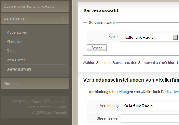 SHOUTcast Server & Transcoder Administration